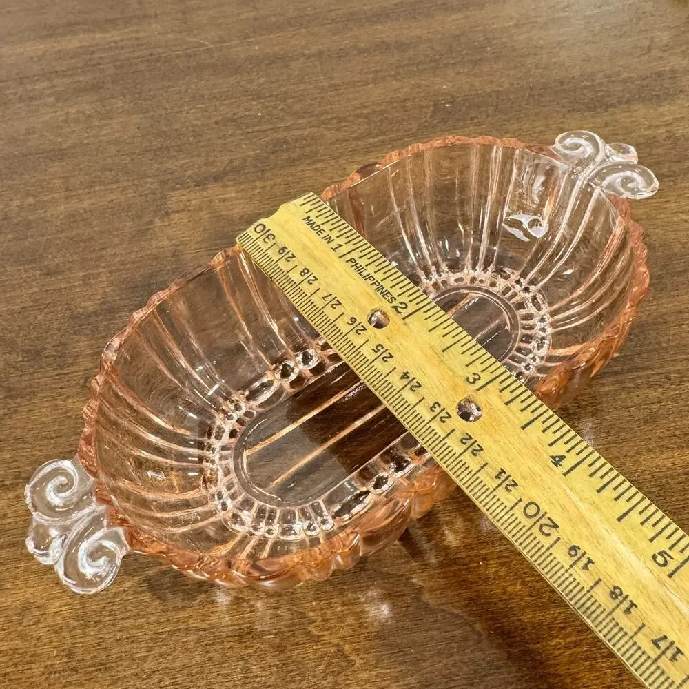 Vintage 1930s Anchor Hocking Old Cafe Pink Depression Glass Relish Dish